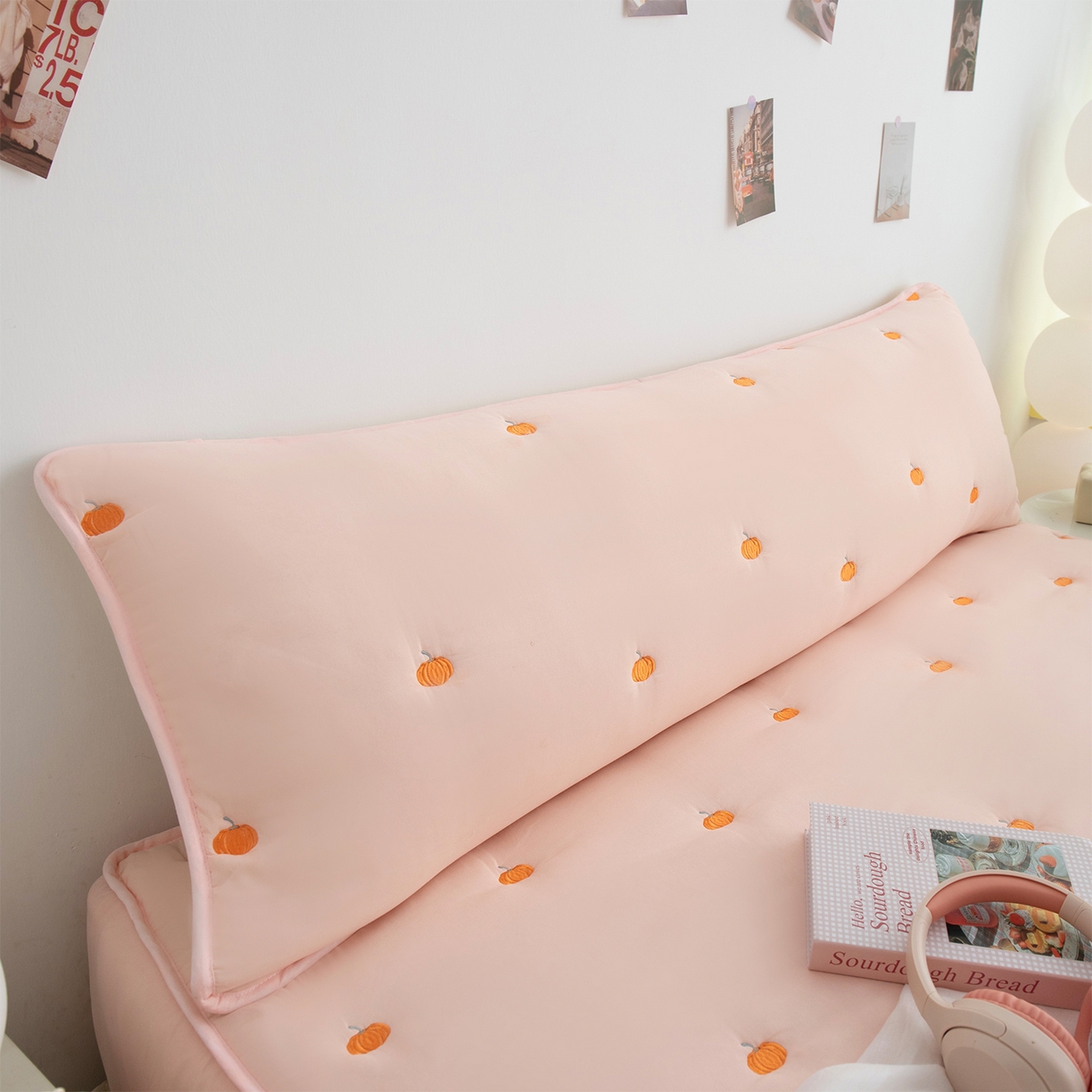 91家纺网 家纺一手货源 找家纺 （总）乐居家纺 2025新款A类夹棉绣花双人枕套-南瓜