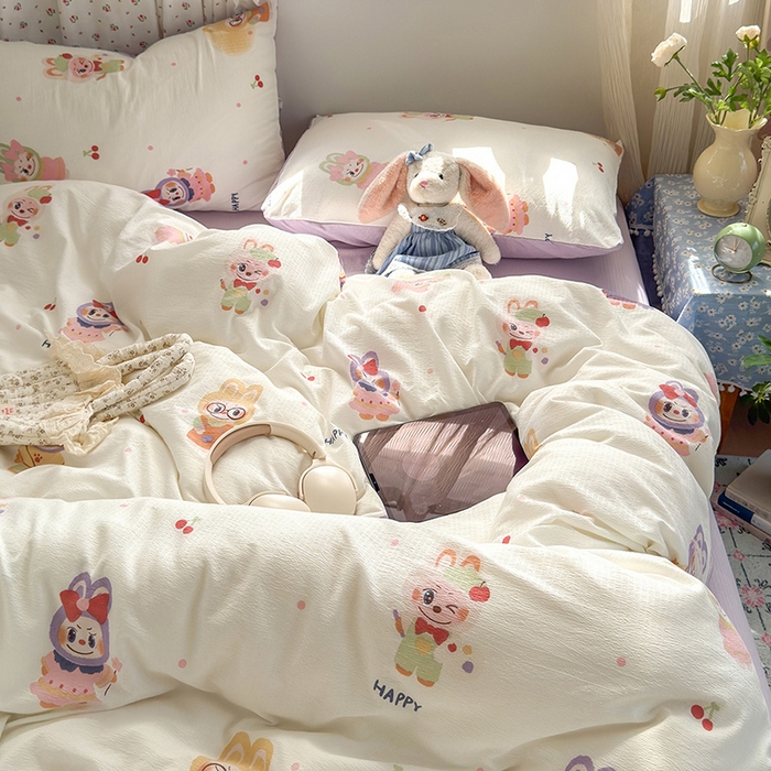 91家纺网 家纺一手货源 找家纺 罗亿家纺 2025新款云感双层纱印花四件套 童话-拉布大王