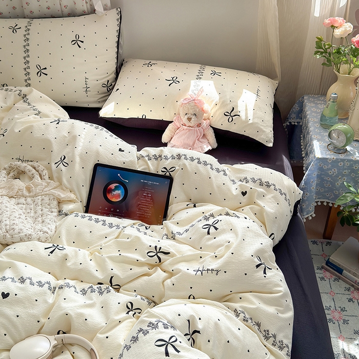 91家纺网 家纺一手货源 找家纺 罗亿家纺 2025新款云感双层纱印花四件套 童话-美梦结