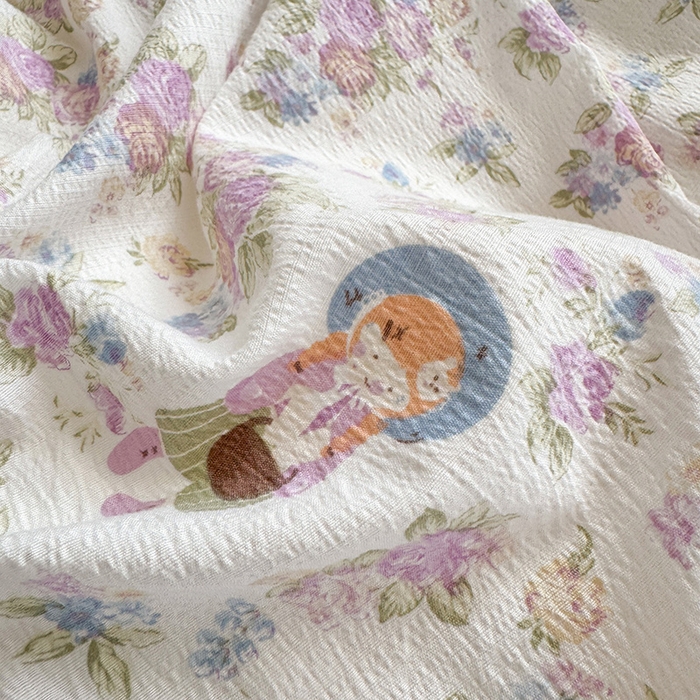 91家纺网 家纺一手货源 找家纺 罗亿家纺 2025新款云感双层纱印花四件套 童话-梦境之间