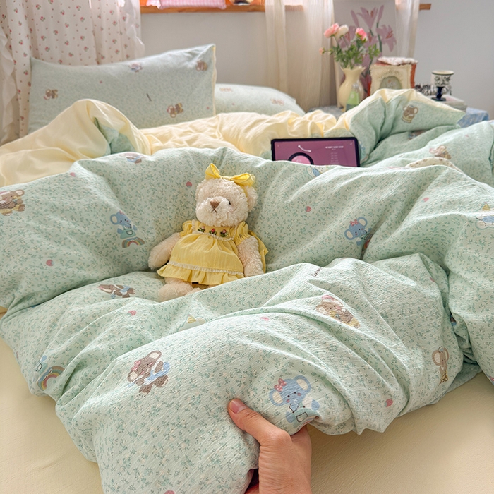 罗亿家纺 2025新款云感双层纱印花四件套 童话-少女象