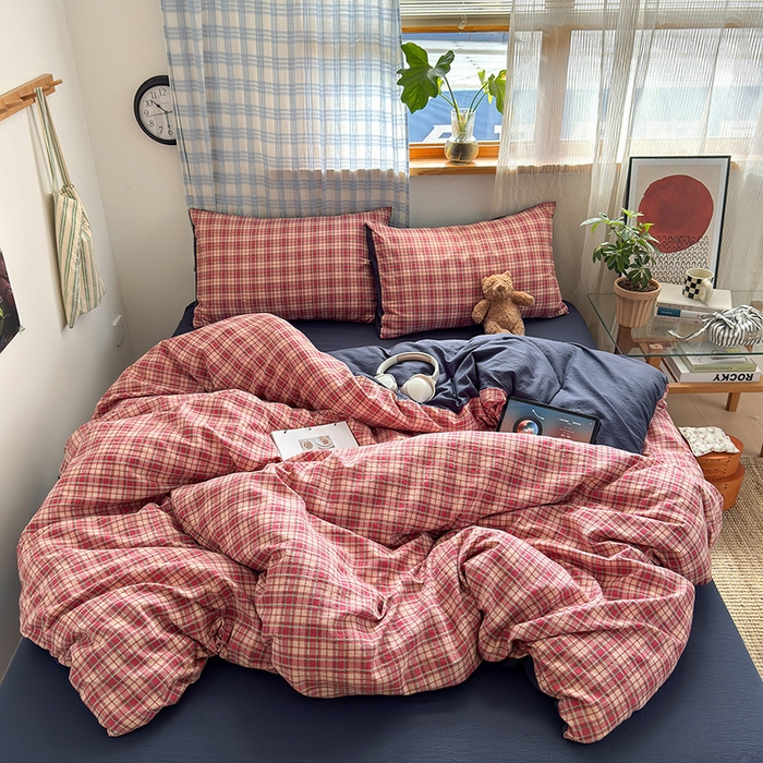 91家纺网 家纺一手货源 找家纺 罗亿家纺 2025新款云感双层纱印花四件套 童话-圣诞