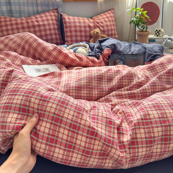 91家纺网 家纺一手货源 找家纺 罗亿家纺 2025新款云感双层纱印花四件套 童话-圣诞