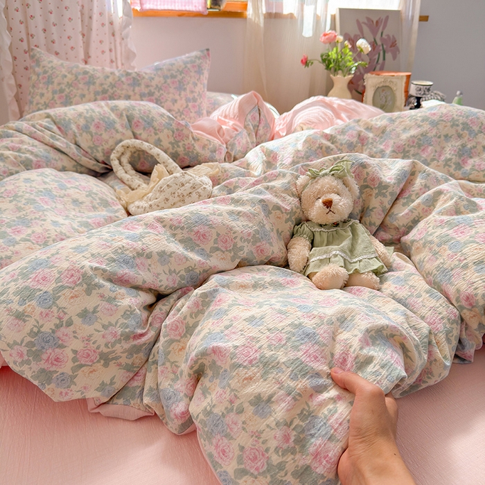 罗亿家纺 2025新款云感双层纱印花四件套 童话-童话星岛