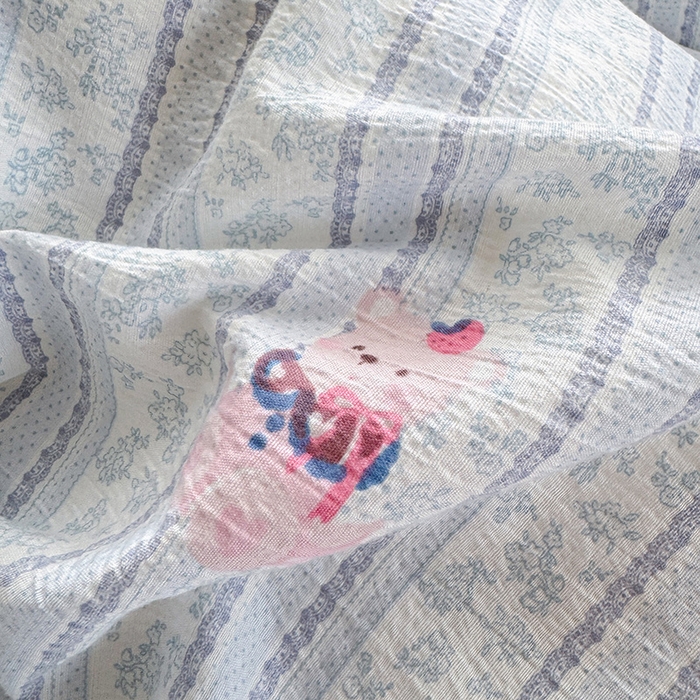 91家纺网 家纺一手货源 找家纺 罗亿家纺 2025新款云感双层纱印花四件套 童话-小象宝宝