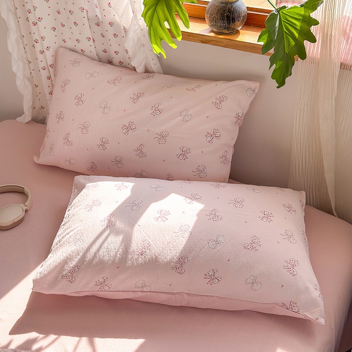 91家纺网 家纺一手货源 找家纺 罗亿家纺 2025新款云感双层纱印花四件套 童话-心愿