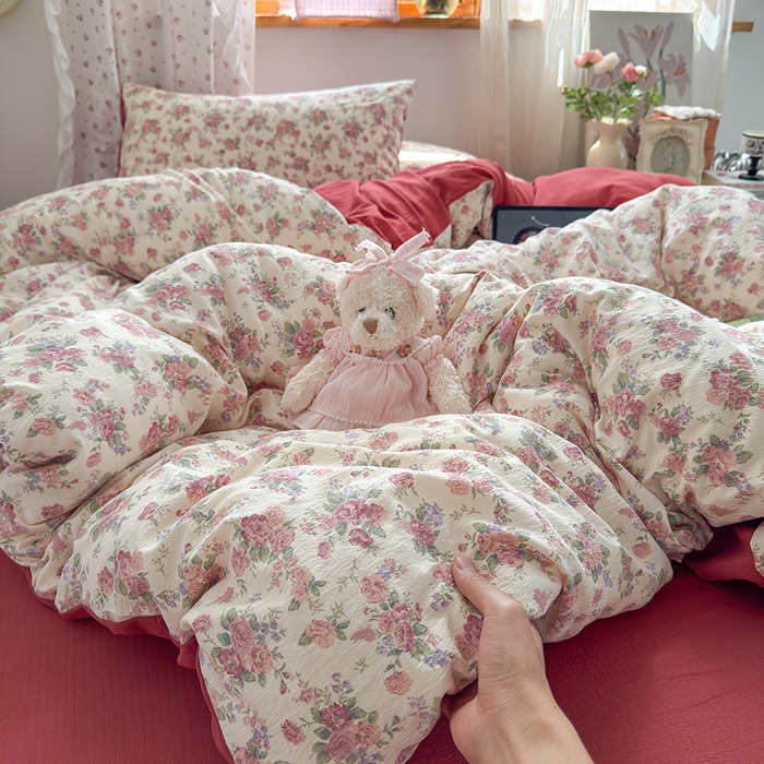 罗亿家纺 2025新款云感双层纱印花四件套 童话-星眠云野