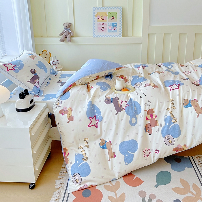 91家纺网 家纺一手货源 找家纺 （总）春皖家纺 2025新款学生季全棉纯棉13070印花宿舍三件套上下铺三件套