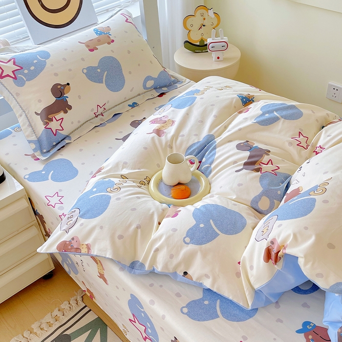 91家纺网 家纺一手货源 找家纺 （总）春皖家纺 2025新款学生季全棉纯棉13070印花宿舍三件套上下铺三件套