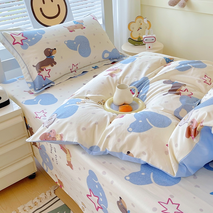 91家纺网 家纺一手货源 找家纺 （总）春皖家纺 2025新款学生季全棉纯棉13070印花宿舍三件套上下铺三件套