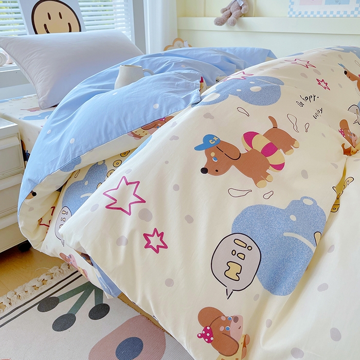 91家纺网 家纺一手货源 找家纺 （总）春皖家纺 2025新款学生季全棉纯棉13070印花宿舍三件套上下铺三件套