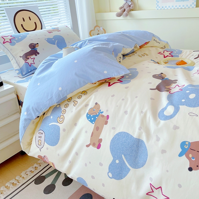 91家纺网 家纺一手货源 找家纺 （总）春皖家纺 2025新款学生季全棉纯棉13070印花宿舍三件套上下铺三件套