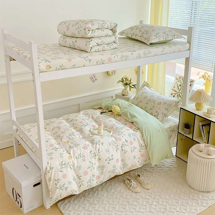 91家纺网 家纺一手货源 找家纺 （总）春皖家纺 2025新款学生季全棉纯棉13070印花宿舍三件套上下铺三件套