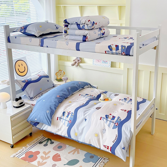 91家纺网 家纺一手货源 找家纺 （总）春皖家纺 2025新款学生季全棉纯棉13070印花宿舍三件套上下铺三件套