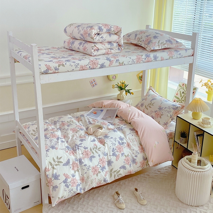 91家纺网 家纺一手货源 找家纺 （总）春皖家纺 2025新款学生季全棉纯棉13070印花宿舍三件套上下铺三件套