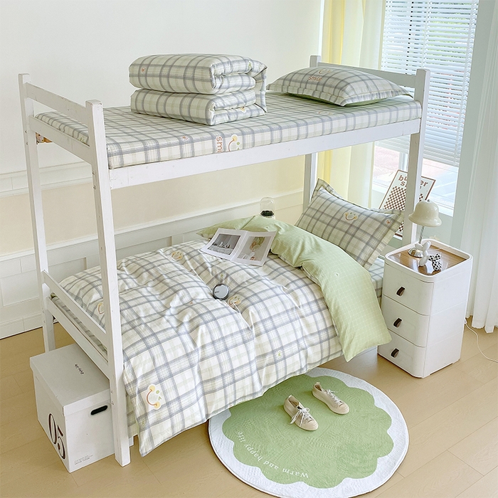 91家纺网 家纺一手货源 找家纺 （总）春皖家纺 2025新款学生季全棉纯棉13070印花宿舍三件套上下铺三件套