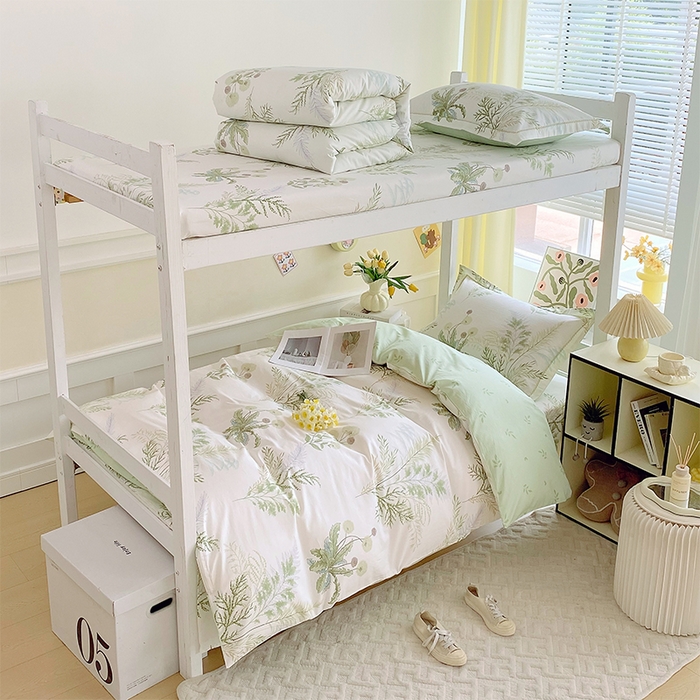 91家纺网 家纺一手货源 找家纺 （总）春皖家纺 2025新款学生季全棉纯棉13070印花宿舍三件套上下铺三件套