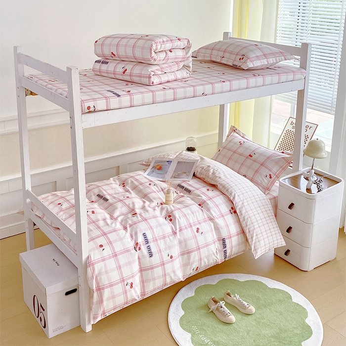 91家纺网 家纺一手货源 找家纺 （总）春皖家纺 2025新款学生季全棉纯棉13070印花宿舍三件套上下铺三件套