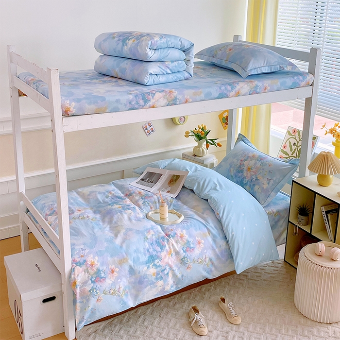 91家纺网 家纺一手货源 找家纺 （总）春皖家纺 2025新款学生季全棉纯棉13070印花宿舍三件套上下铺三件套