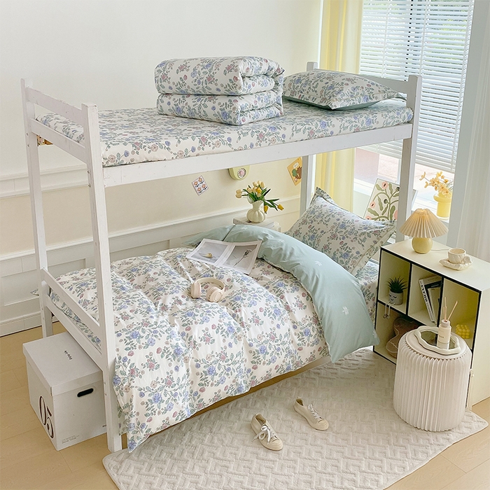 91家纺网 家纺一手货源 找家纺 （总）春皖家纺 2025新款学生季全棉纯棉13070印花宿舍三件套上下铺三件套