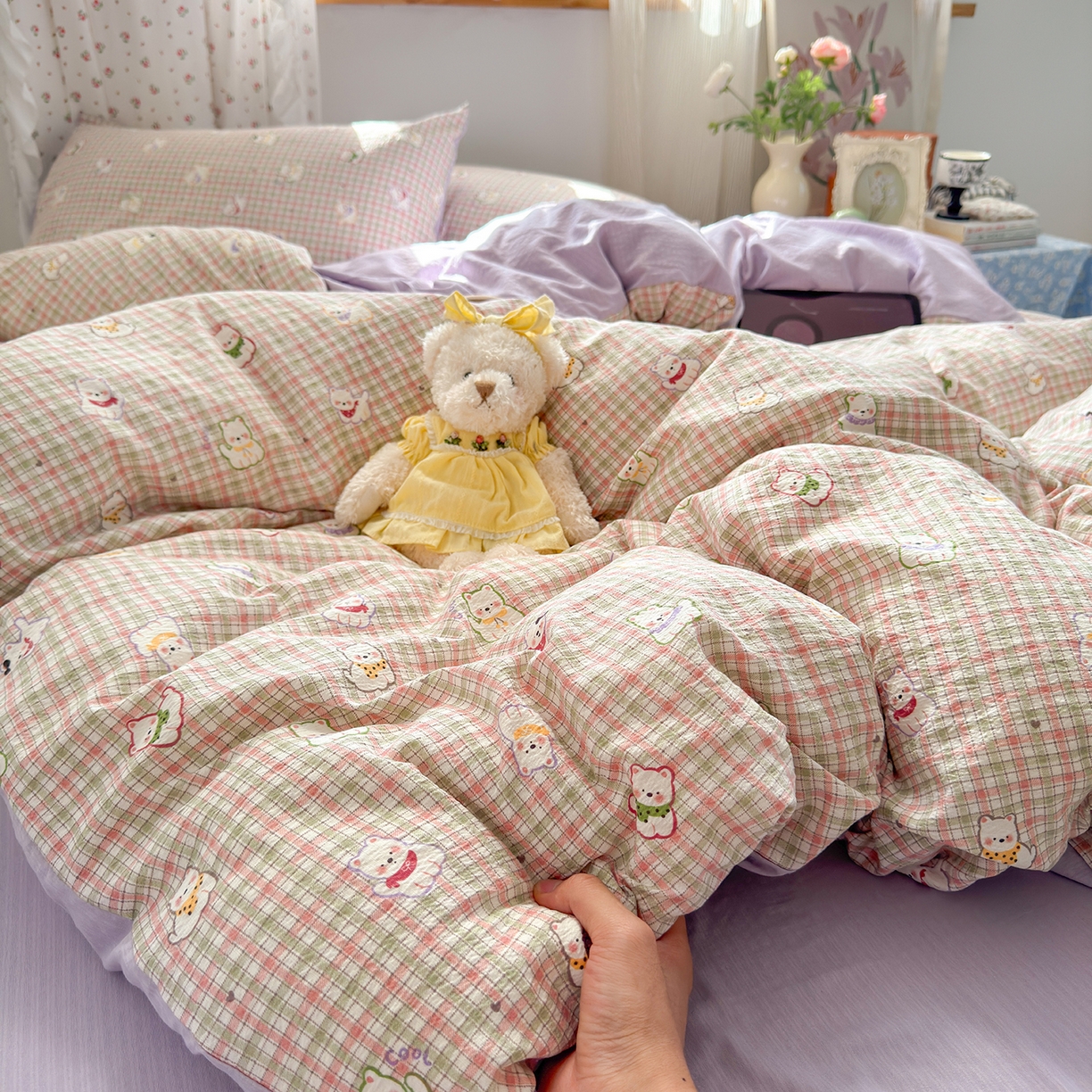 91家纺网 家纺一手货源 找家纺 （总）罗亿家纺 2025新款云感双层纱印花四件套