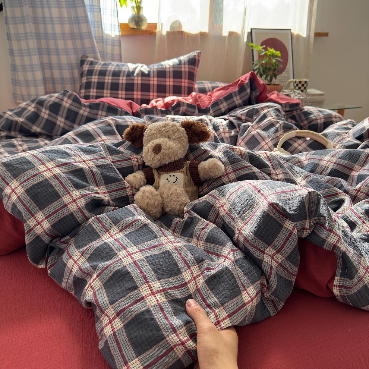 91家纺网 家纺一手货源 找家纺 （总）罗亿家纺 2025新款云感双层纱印花四件套