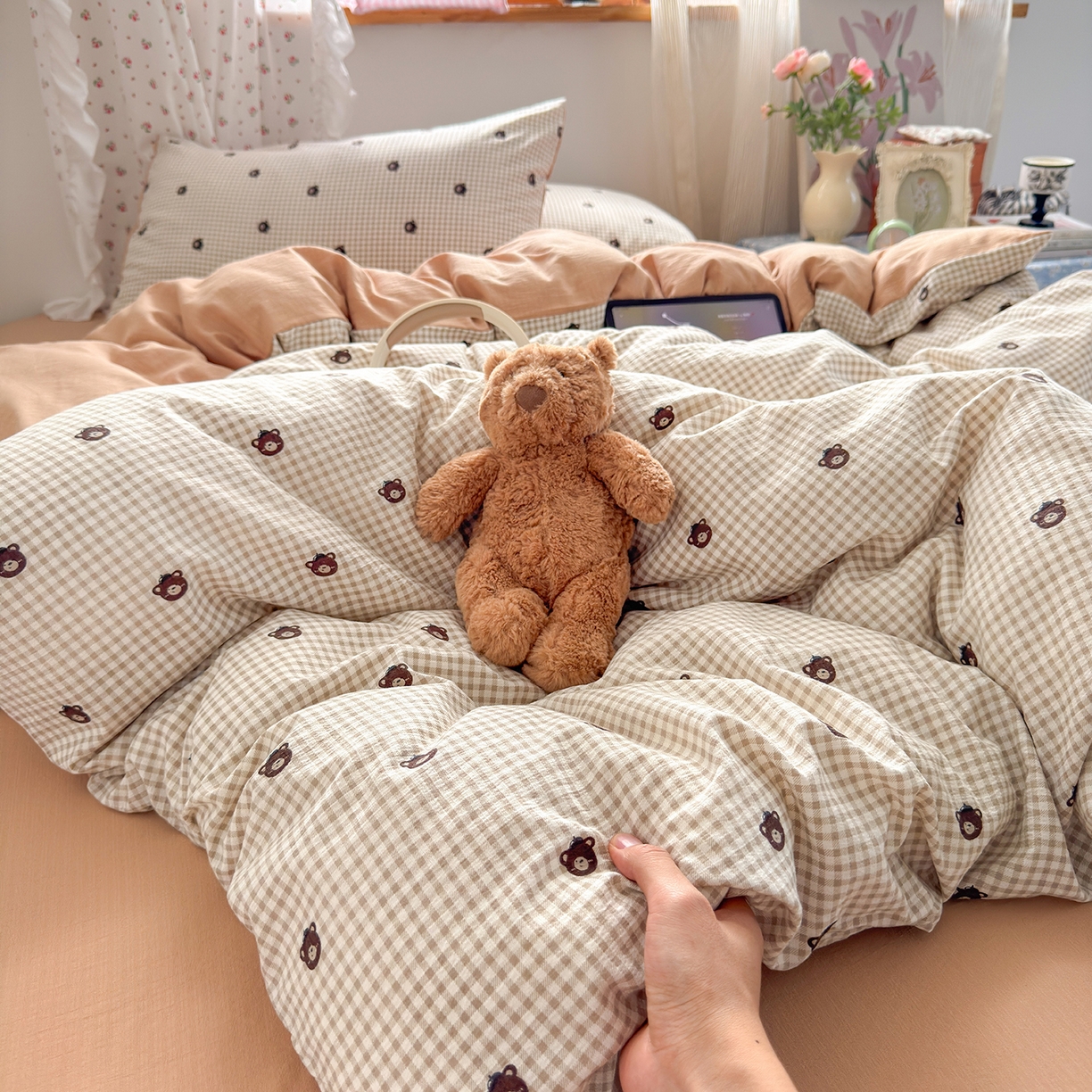 91家纺网 家纺一手货源 找家纺 （总）罗亿家纺 2025新款云感双层纱印花四件套