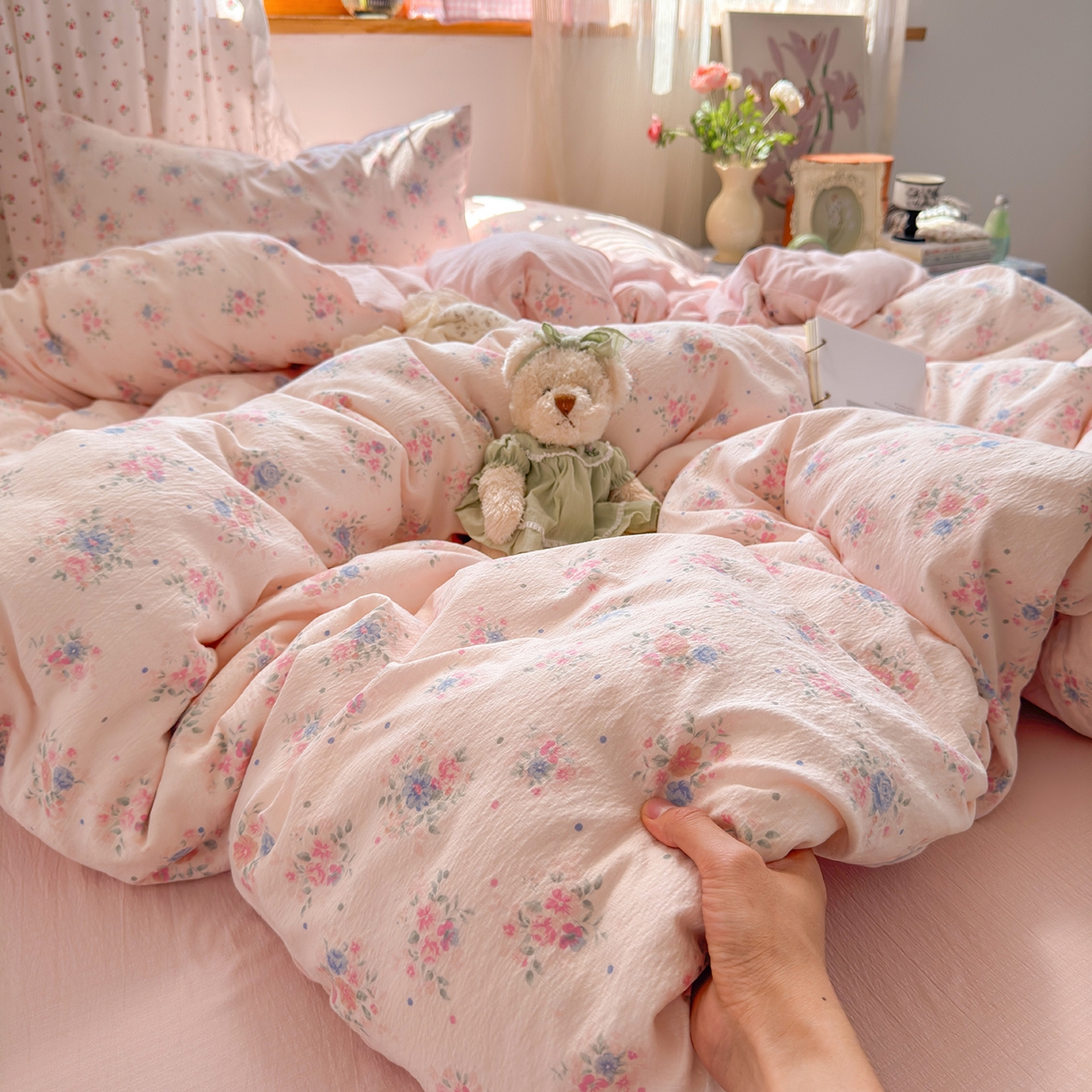 91家纺网 家纺一手货源 找家纺 （总）罗亿家纺 2025新款云感双层纱印花四件套