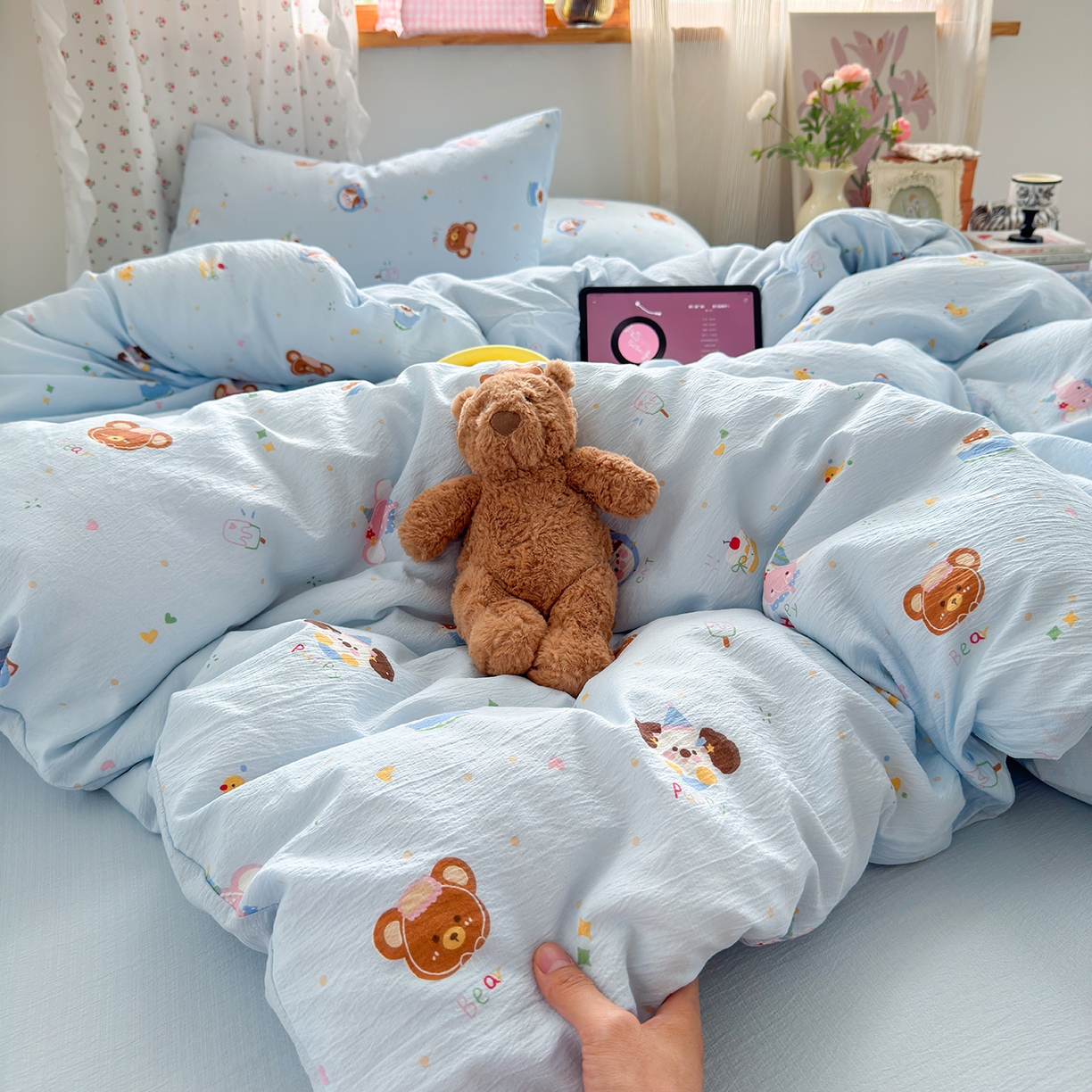 91家纺网 家纺一手货源 找家纺 （总）罗亿家纺 2025新款云感双层纱印花四件套