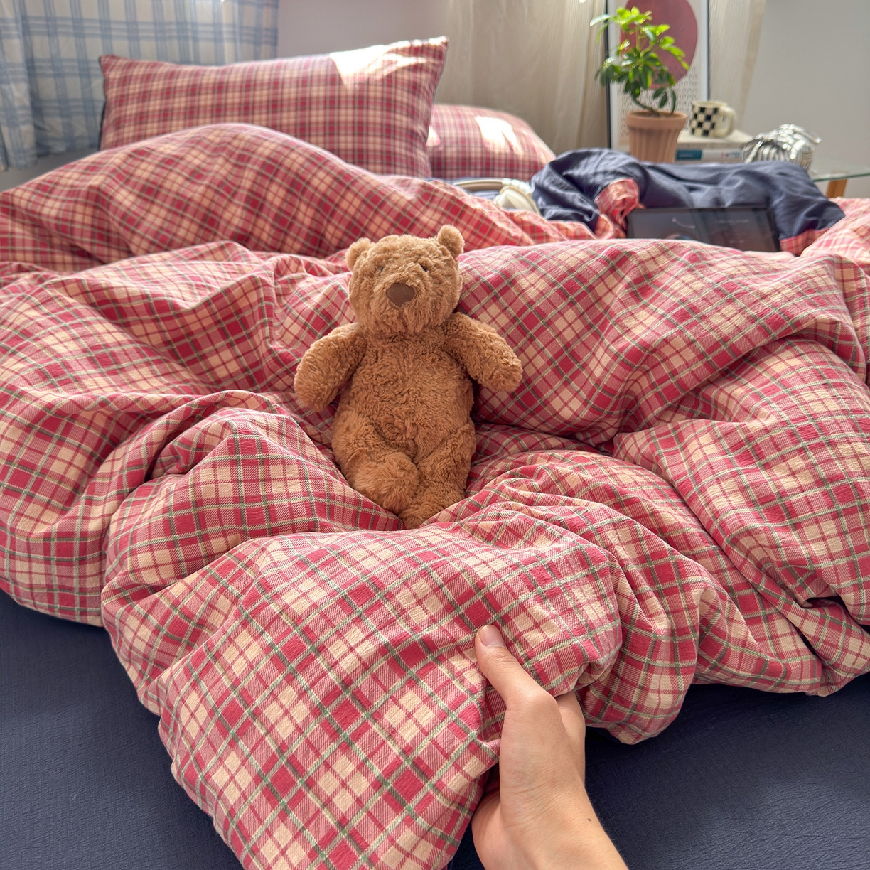 91家纺网 家纺一手货源 找家纺 （总）罗亿家纺 2025新款云感双层纱印花四件套