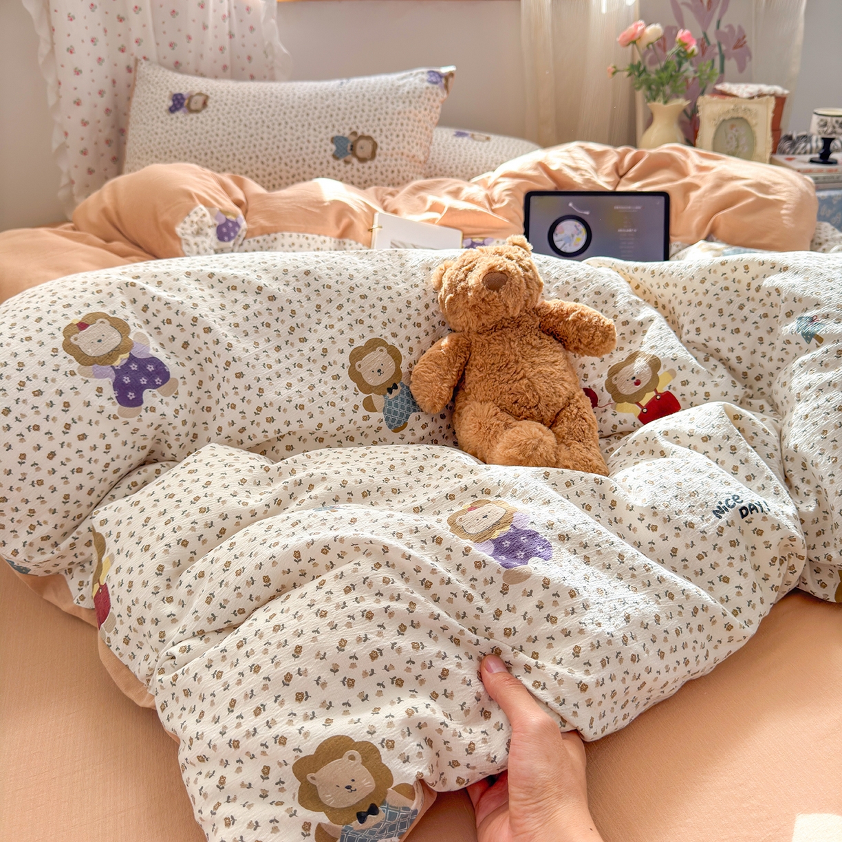 91家纺网 家纺一手货源 找家纺 （总）罗亿家纺 2025新款云感双层纱印花四件套