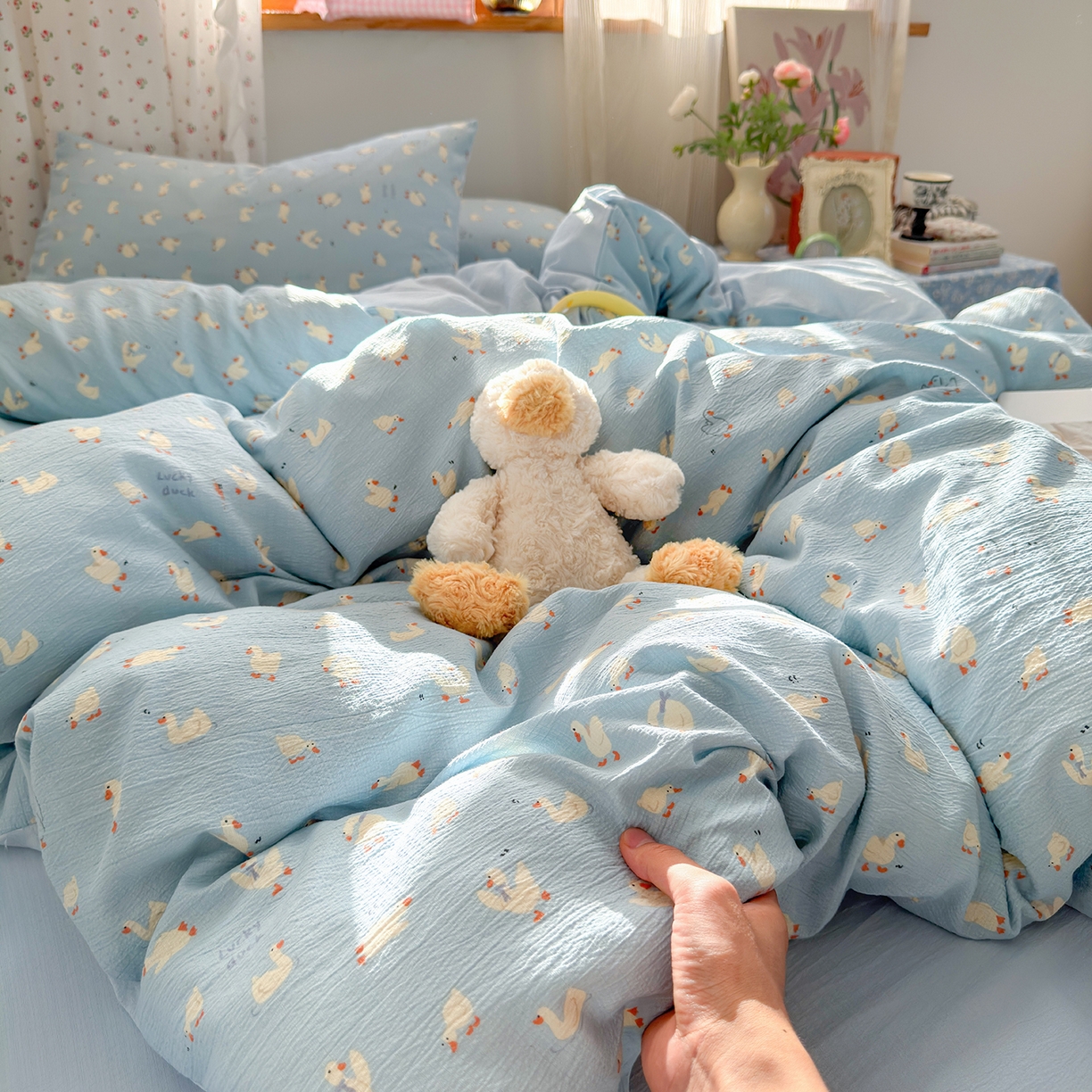 91家纺网 家纺一手货源 找家纺 （总）罗亿家纺 2025新款云感双层纱印花四件套