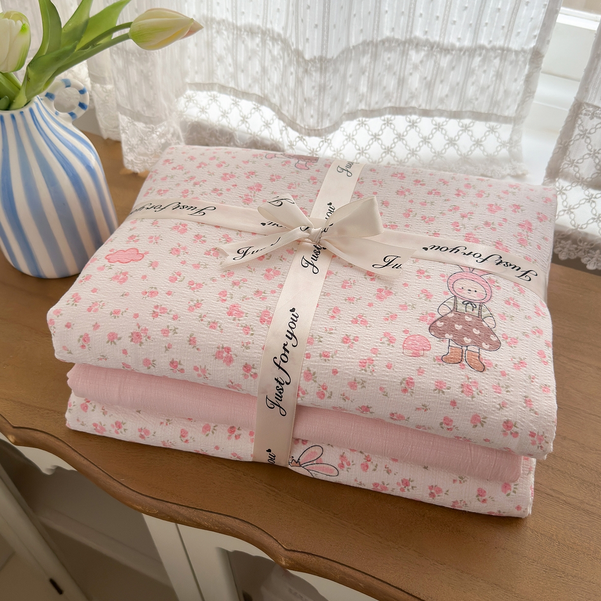 91家纺网 家纺一手货源 找家纺 （总）罗亿家纺 2025新款云感双层纱印花四件套