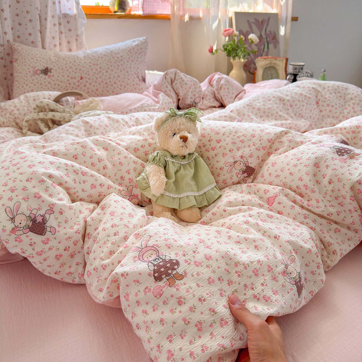 （总）罗亿家纺 2025新款云感双层纱印花四件套