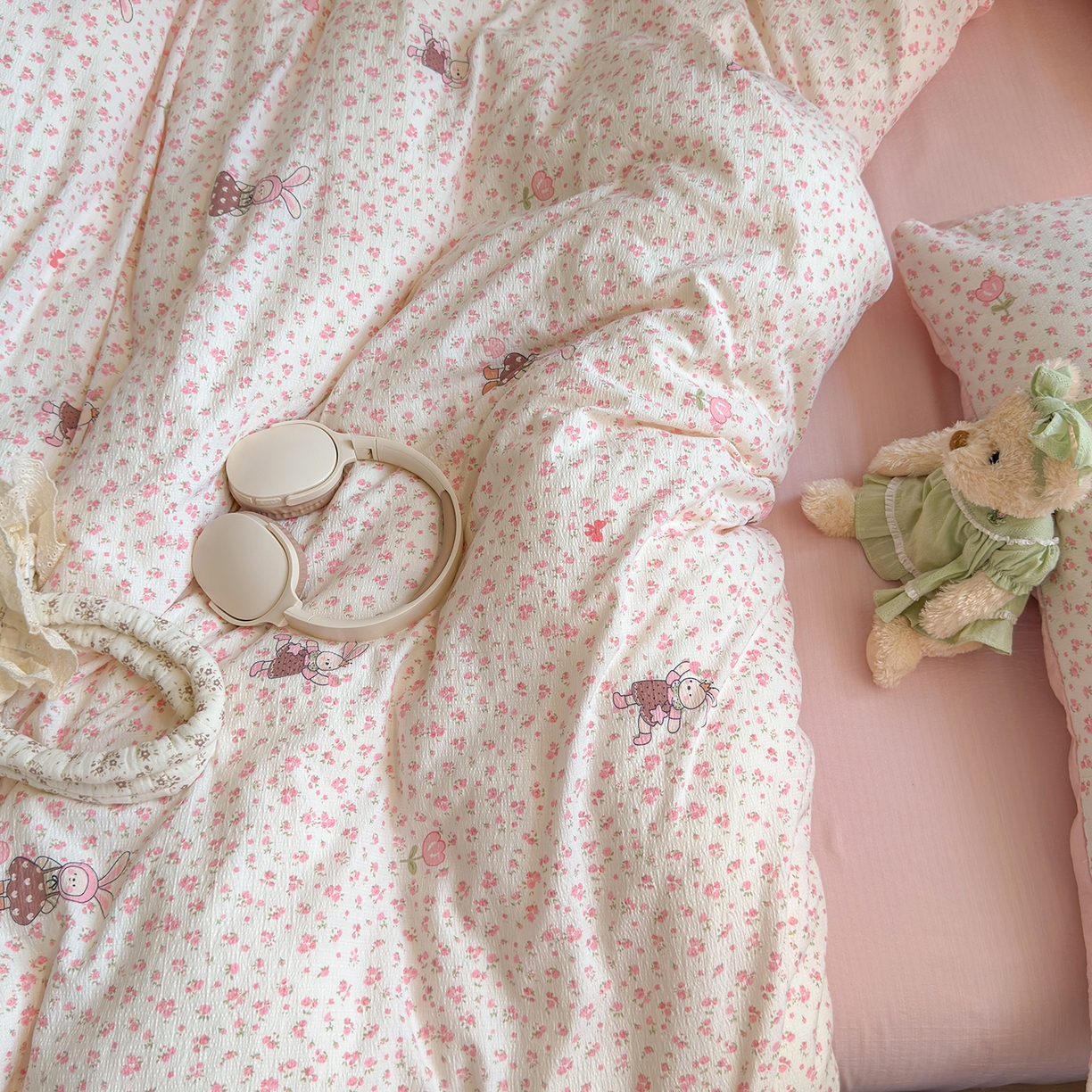 91家纺网 家纺一手货源 找家纺 （总）罗亿家纺 2025新款云感双层纱印花四件套