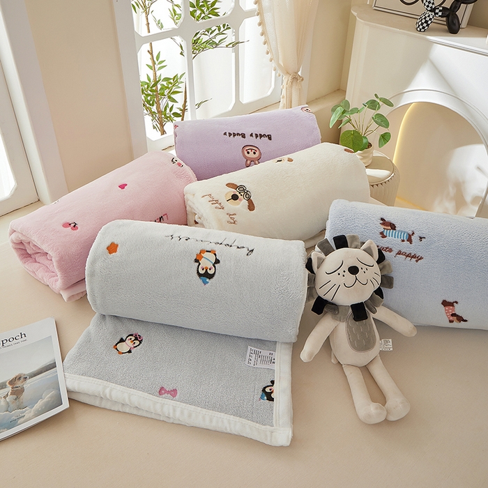 91家纺网 家纺一手货源 找家纺 （总）楼兰公主 2025新款云朵绒卡通刺绣毛毯盖毯毯子