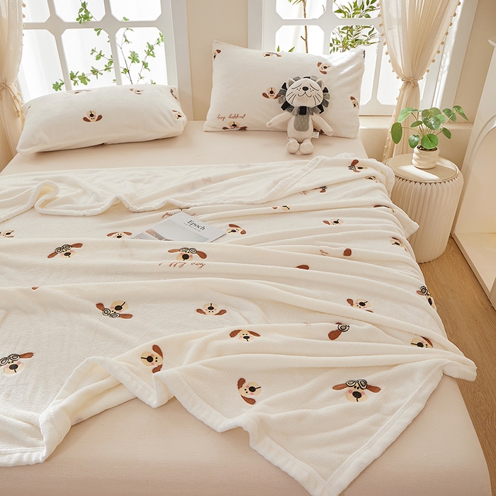 91家纺网 家纺一手货源 找家纺 （总）楼兰公主 2025新款云朵绒卡通刺绣毛毯盖毯毯子