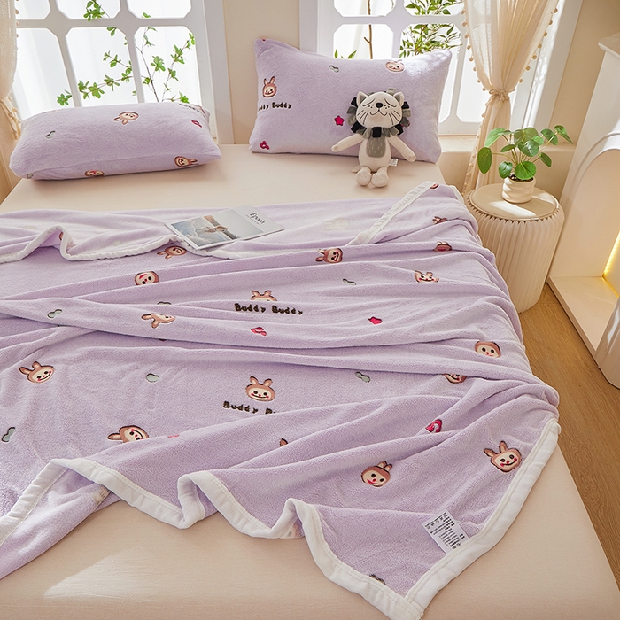 楼兰公主 2025新款云朵绒卡通刺绣毛毯盖毯毯子 Bu lala