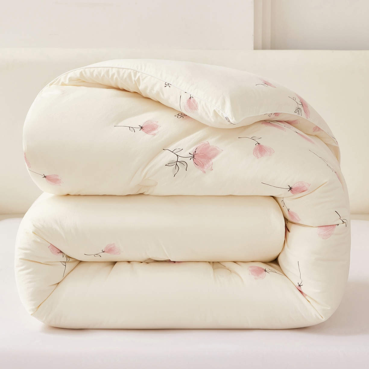 91家纺网 家纺一手货源 找家纺 尊妙被业 2025新款棉小柔大豆被被子被芯春秋被子母被直播批发夏被 虞美人-米色