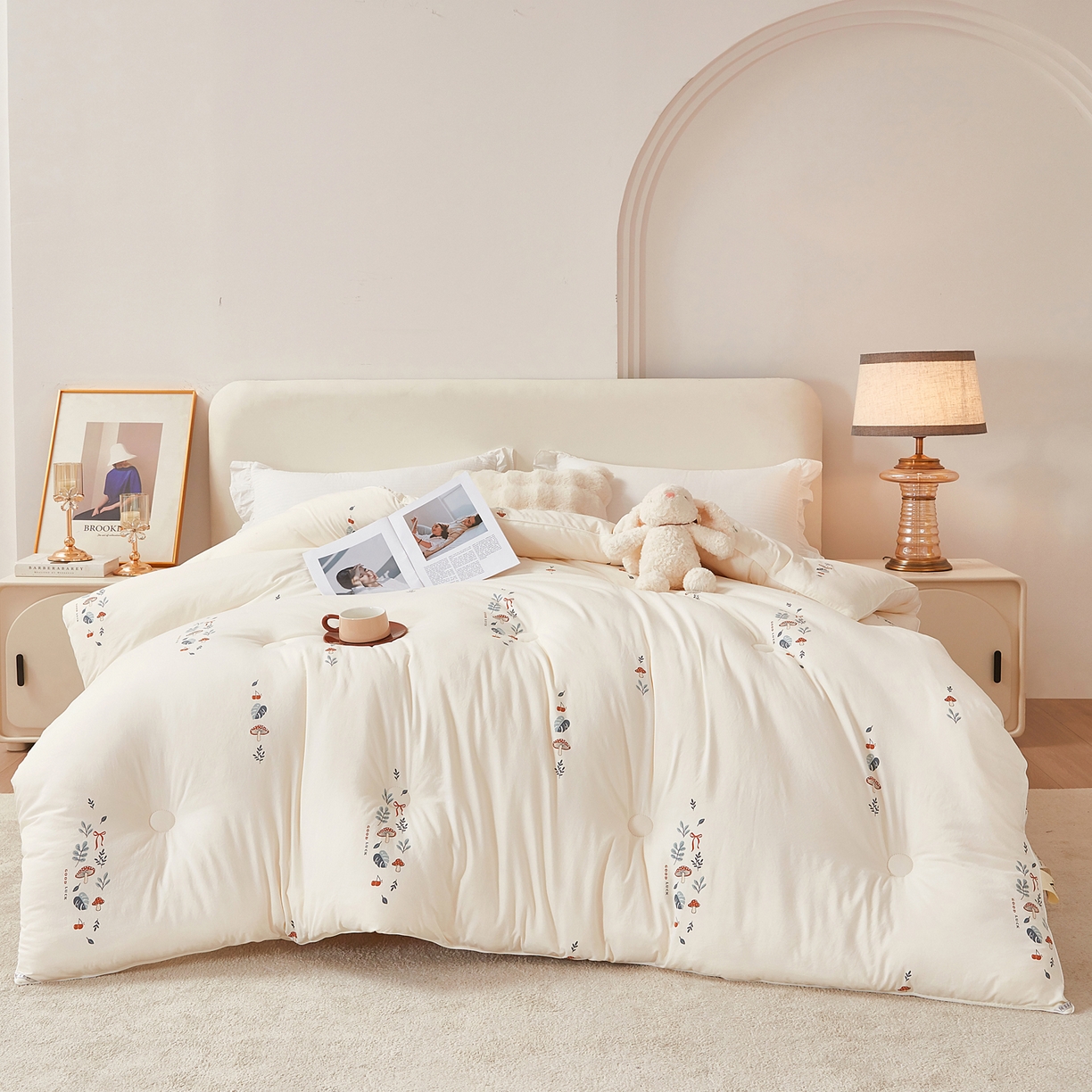 91家纺网 家纺一手货源 找家纺 尊妙被业 2025新款棉小柔大豆被被子被芯春秋被子母被直播批发夏被 春之笙-米色