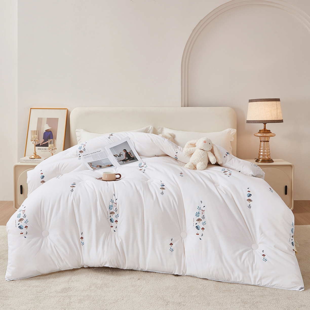 91家纺网 家纺一手货源 找家纺 尊妙被业 2025新款棉小柔大豆被被子被芯春秋被子母被直播批发夏被 春之笙-白色