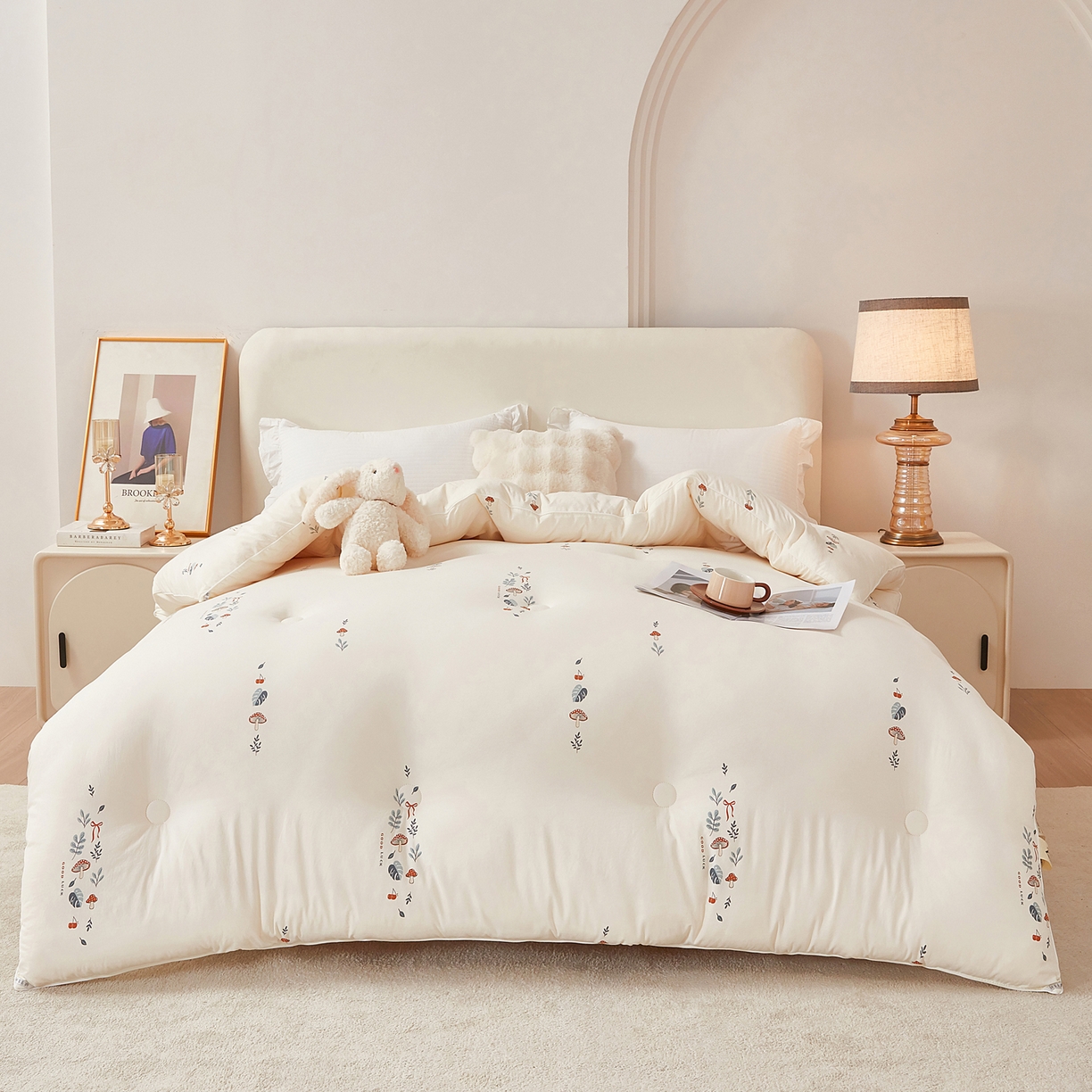 91家纺网 家纺一手货源 找家纺 尊妙被业 2025新款棉小柔大豆被被子被芯春秋被子母被直播批发夏被 春之笙-米色