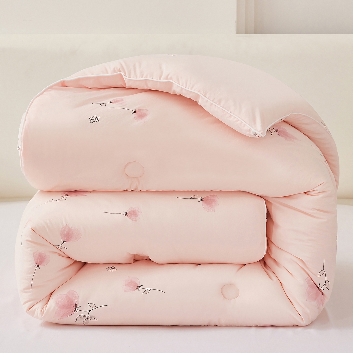 91家纺网 家纺一手货源 找家纺 尊妙被业 2025新款棉小柔大豆被被子被芯春秋被子母被直播批发夏被 虞美人-粉色