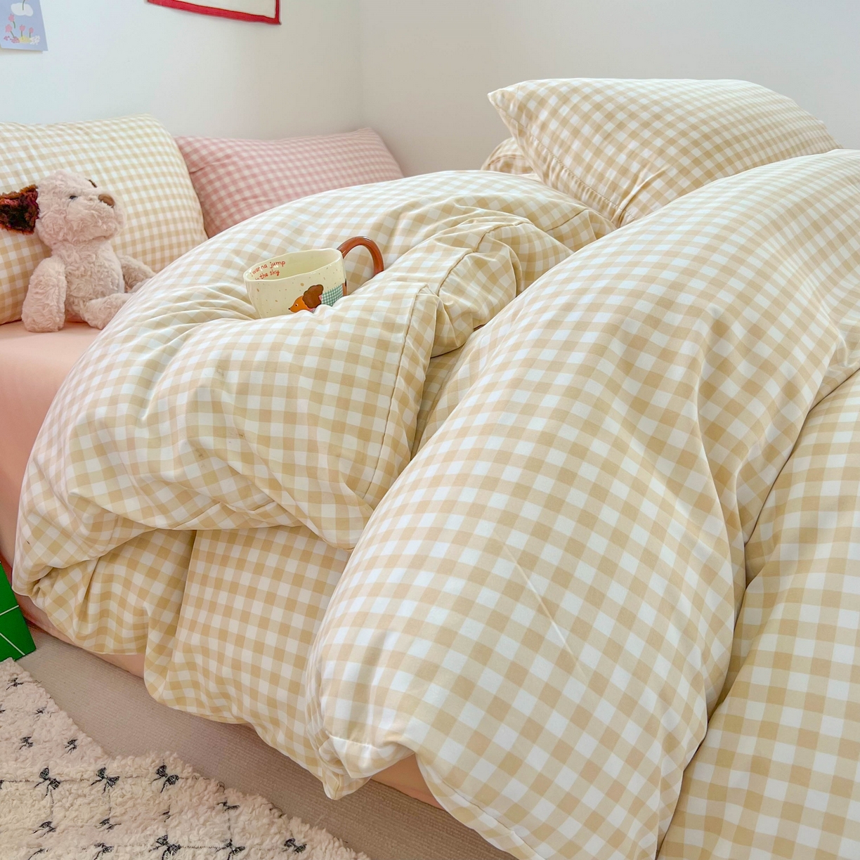 91家纺网 家纺一手货源 找家纺 （总）红嘴企鹅 2025新款云感提花双层纱印花系列四件套