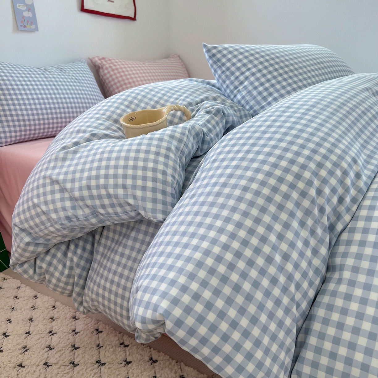 91家纺网 家纺一手货源 找家纺 （总）红嘴企鹅 2025新款云感提花双层纱印花系列四件套