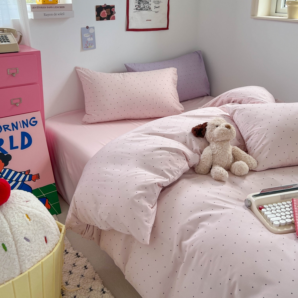 91家纺网 家纺一手货源 找家纺 （总）红嘴企鹅 2025新款云感提花双层纱印花系列四件套