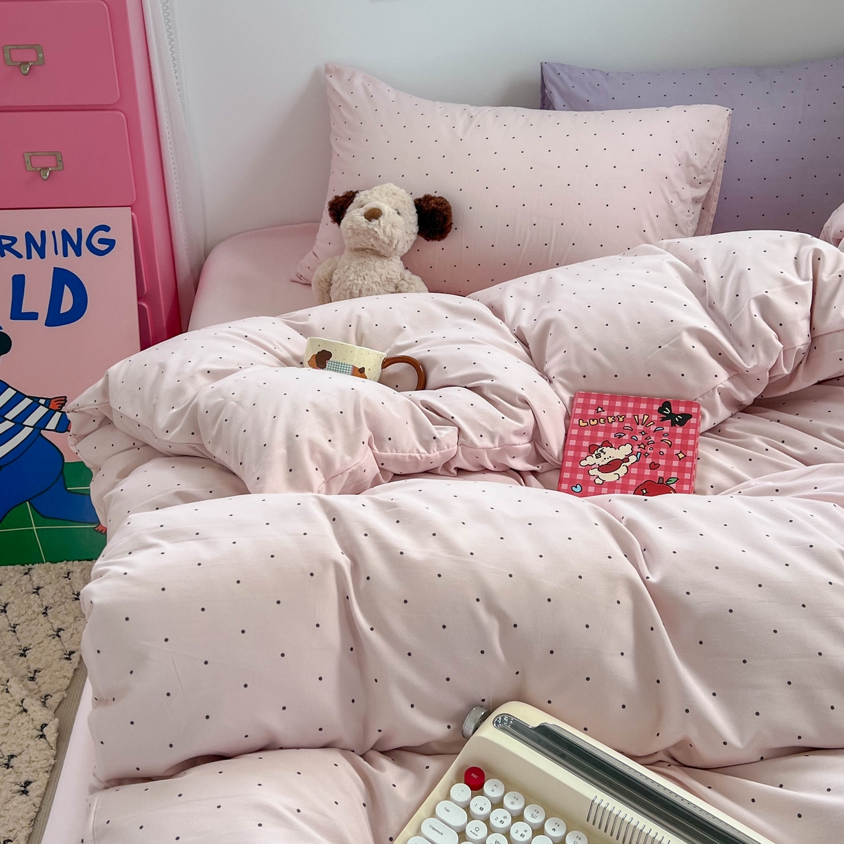 91家纺网 家纺一手货源 找家纺 （总）红嘴企鹅 2025新款云感提花双层纱印花系列四件套