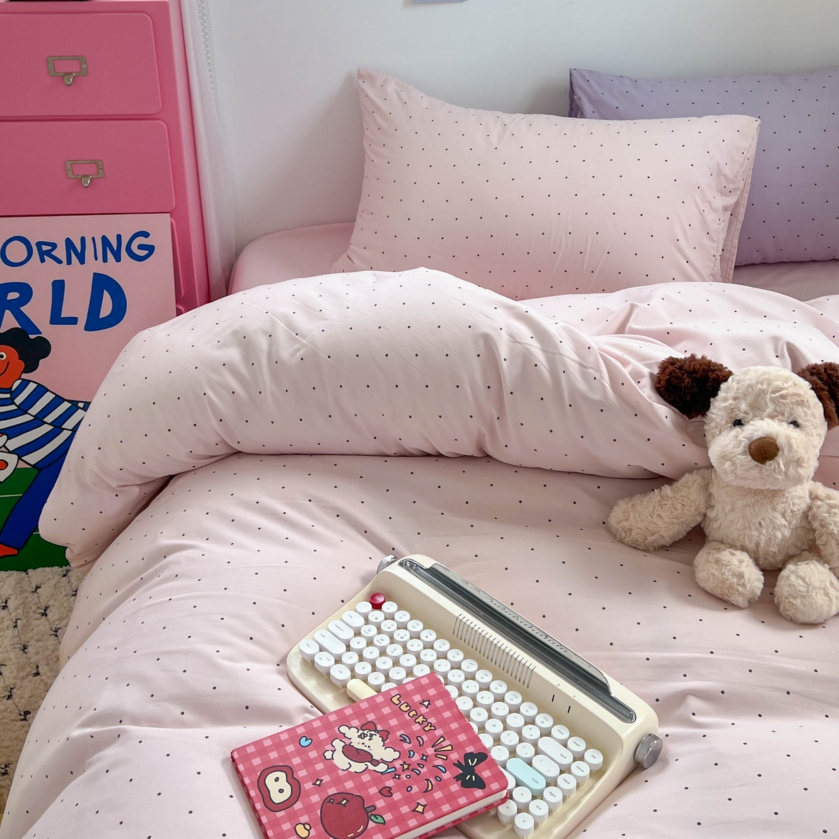 91家纺网 家纺一手货源 找家纺 （总）红嘴企鹅 2025新款云感提花双层纱印花系列四件套