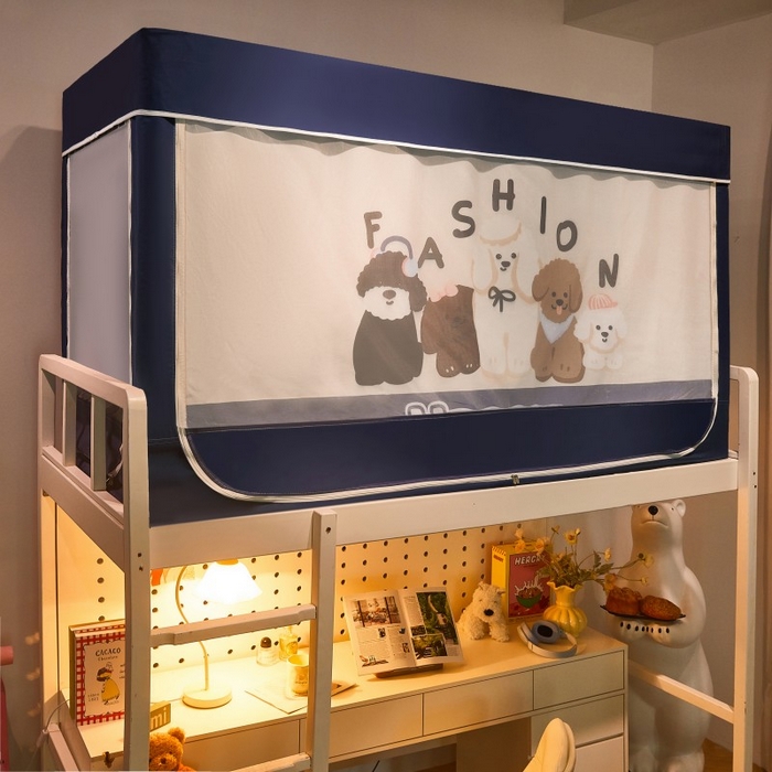 91家纺网 家纺一手货源 找家纺 雪姿家纺 2025新款A类大版印花款物理强遮光纳米技术环保透气超强遮光防蚊学生坐床蚊帐 欢乐汪队