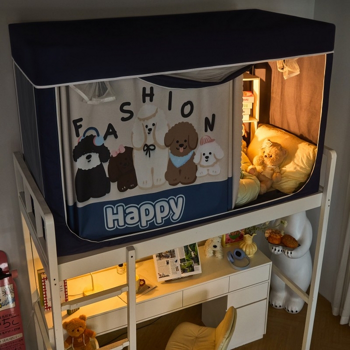 91家纺网 家纺一手货源 找家纺 雪姿家纺 2025新款A类大版印花款物理强遮光纳米技术环保透气超强遮光防蚊学生坐床蚊帐 欢乐汪队